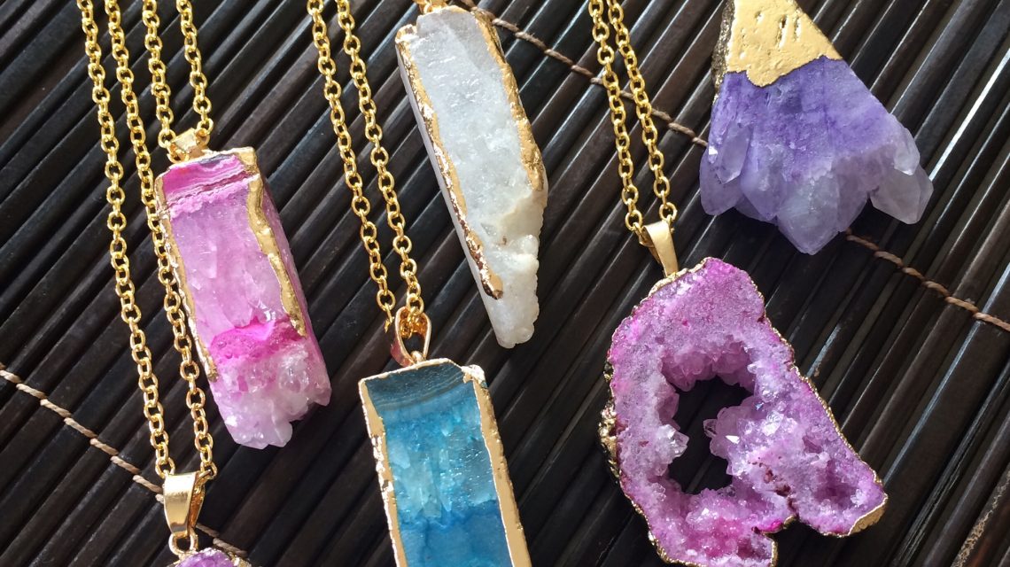 Druzy Quartz Crystal Pendants