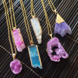 Druzy Quartz Crystal Pendants