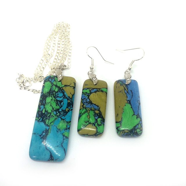 Multicoloured Sea Jasper Jewellery Set