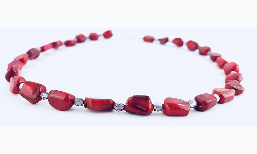 Red Coral & Crystal Necklace Red Coral & Crystal Necklace