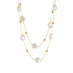 Faux pearl gold necklace