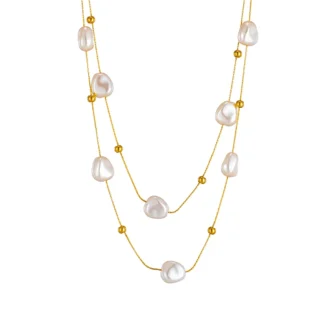 Faux pearl gold necklace