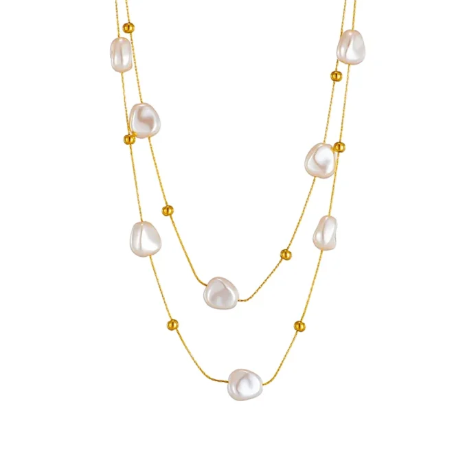Faux pearl gold necklace
