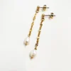 Freshwater pearl gold earrings