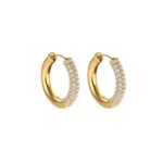 gold zircon hoop earrings