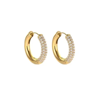gold zircon hoop earrings