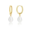 gold pearl hoop earrings