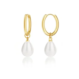 gold pearl hoop earrings