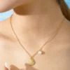 Elegant-Fashion-Simple-Ocean-Shell-Pearl-Pendant-304-Stainless-Steel-18K-Gold-Plated-Women-s-Necklace-All-Seasons-Lobster-Clasp-Cable-Chain-Cross-Chain-Vacuum-Electroplating-Furnace
