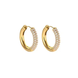 gold zircon hoop earrings
