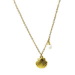 shell and pearl gold necklace