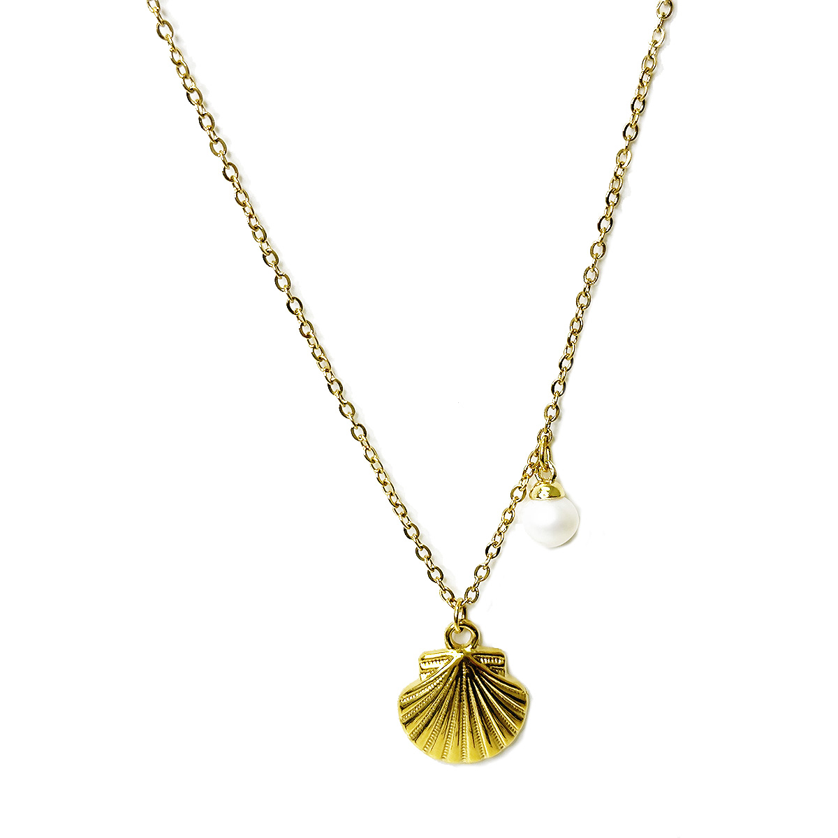 gp-ncp-1-2 shell and pearl gold necklace
